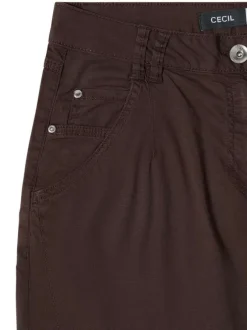 Pantalon chino en coton chocolat uni pourvu d'une coupe droite