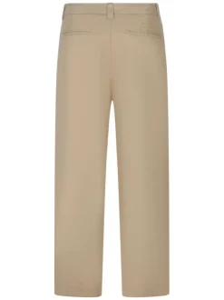 Pantalon chino en coton de couleur beige uni avec une coupe droite