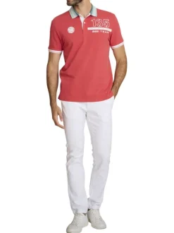 Pantalon chino en coton et lin mélangé blanc pourvu d'une taille élastiquée