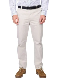 Pantalon chino en coton gris clair uni avec une coupe ajustée