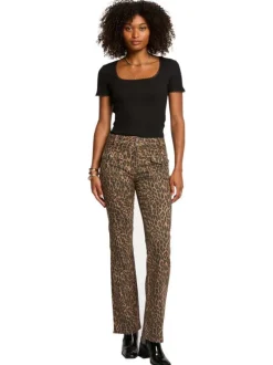 Pantalon Chino en coton à imprimé léopard avec passants pour la ceinture