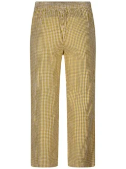Pantalon chino en coton jaune imprimé pourvu d'une coupe large