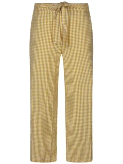 Pantalon chino en coton jaune imprimé pourvu d'une coupe large