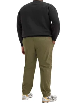 Pantalon Chino en coton kaki uni avec poches latérales et passants pour ceinture
