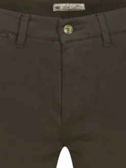 Pantalon chino en coton kaki uni avec une coupe ajustée et des passants