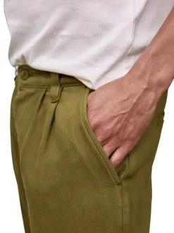 Pantalon chino en coton kaki uni avec une coupe bootcut et un logo brodé