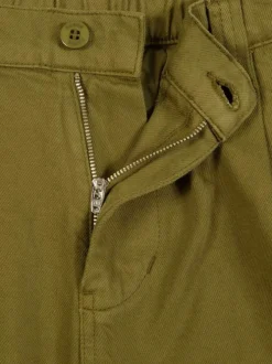 Pantalon chino en coton kaki uni avec une coupe bootcut et un logo brodé