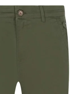 Pantalon chino en coton kaki uni avec une coupe regular fit