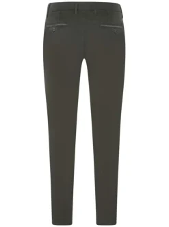 Pantalon chino en coton kaki uni avec une coupe slim et une poche ticket