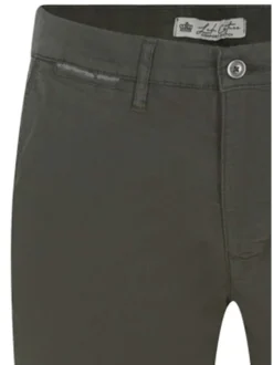 Pantalon chino en coton kaki uni avec une coupe slim et une poche ticket