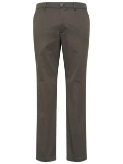 Pantalon chino en coton kaki uni coupe slim avec fermeture bouton