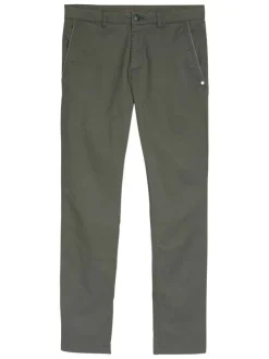 Pantalon chino en coton kaki uni pourvu de passants pour la ceinture