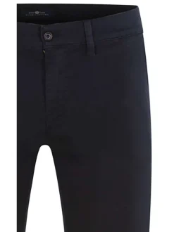 Pantalon chino en coton marine avec une coupe ajustée et à 5 poches