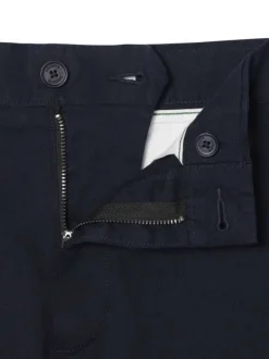 Pantalon chino en coton marine à coupe slim pourvu de poches plaquées