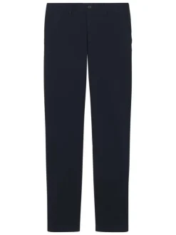 Pantalon chino en coton marine à coupe slim pourvu de poches plaquées