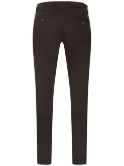 Pantalon Chino en coton marron uni avec une coupe ajustée et une poche gousset
