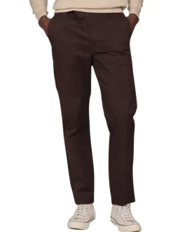 Pantalon chino en coton marron uni avec une coupe droite et logo iconique