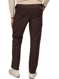 Pantalon chino en coton marron uni avec une coupe droite et logo iconique