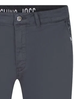 Pantalon Chino en coton mélangé, bleu marine uni avec des ourlet