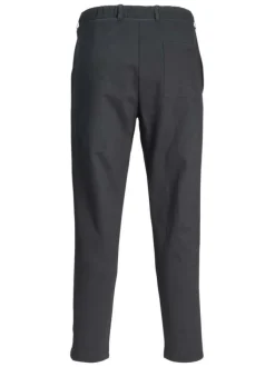 Pantalon chino en coton mélangé bleu marine uni avec une coupe slim