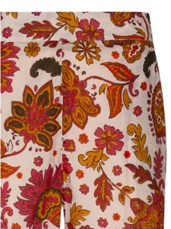 Pantalon chino en coton multicolore à motifs pourvu d'une coupe large