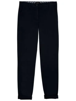 Pantalon chino en coton noir à coupe droite pourvu d'un zip et d'un bouton