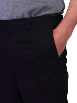 Pantalon chino en coton noir uni avec une coupe ajustée et une taille élastiquée