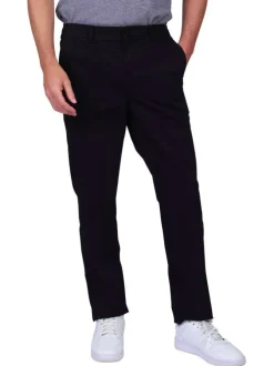 Pantalon chino en coton noir uni avec une coupe ajustée et une taille élastiquée