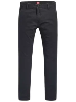 Pantalon Chino en coton noir uni avec une coupe droite et 4 poches