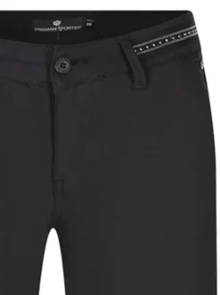 Pantalon chino en coton noir uni avec une coupe regular et des strass à la ceinture