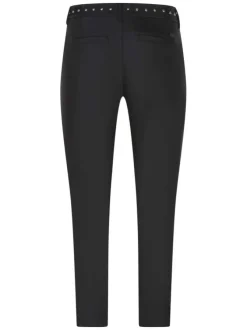 Pantalon chino en coton noir uni avec une coupe slim et des passants