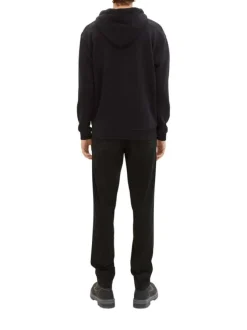 Pantalon Chino en coton noir uni avec une coupe slim et poches latérales
