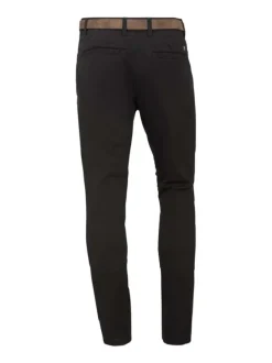 Pantalon Chino en coton noir uni avec une coupe slim et poches latérales