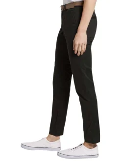 Pantalon Chino en coton noir uni avec une coupe slim et poches latérales