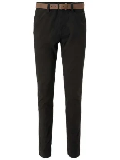 Pantalon Chino en coton noir uni avec une coupe slim et poches latérales