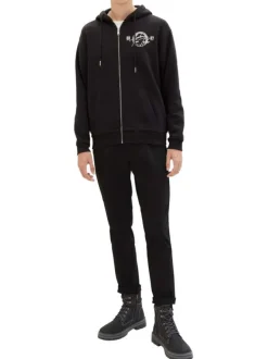 Pantalon Chino en coton noir uni avec une coupe slim et poches latérales