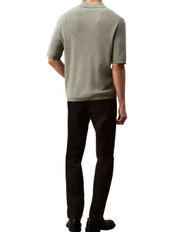Pantalon chino en coton noir uni à coupe slim avec des passants