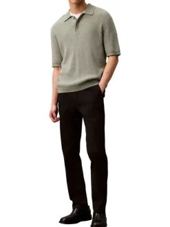 Pantalon chino en coton noir uni à coupe slim avec des passants