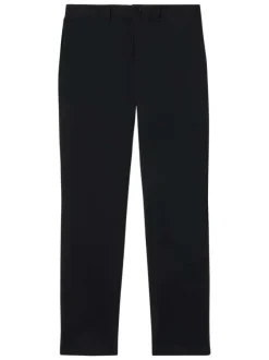 Pantalon chino en coton noir uni à coupe slim et taille intermédiaire