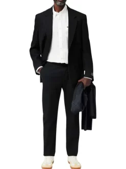 Pantalon chino en coton noir uni à coupe slim et taille intermédiaire