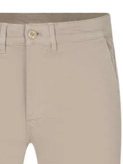 Pantalon chino en coton sable uni à coupe slim et à taille intermédiaire
