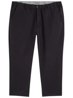 Pantalon Chino en coton stretch noir uni, coupe ajustée et taille élastiquée