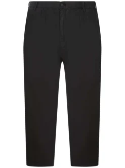 Pantalon Chino en coton stretch noir uni, coupe ajustée et taille élastiquée