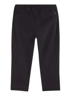 Pantalon Chino en coton stretch noir uni, coupe ajustée et taille élastiquée