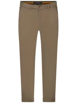 Pantalon chino en coton taupe uni avec une coupe regular fit