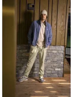 Pantalon chino en coton tilleul uni avec une taille élastiquée