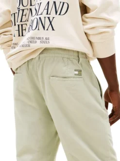 Pantalon chino en coton tilleul uni avec une taille élastiquée