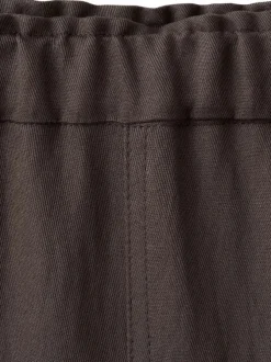 Pantalon chino en lin marron uni pourvu d'une coupe bootcut
