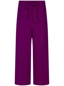 Pantalon chino framboise uni coupe bootcut avec ruban à nouer