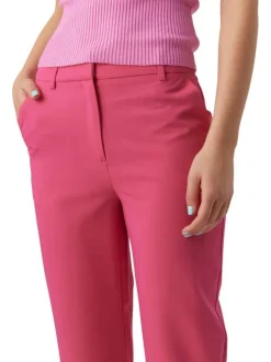 Pantalon chino fuchsia uni à coupe slim et une taille intermédiaire